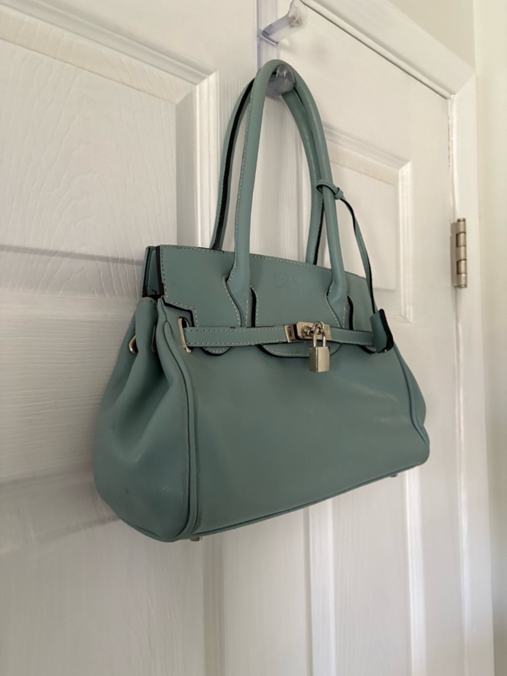 Sage Green Structured Satchel Top Handle Bag Minimal premium Luxury Purse - Picture 11 of 12